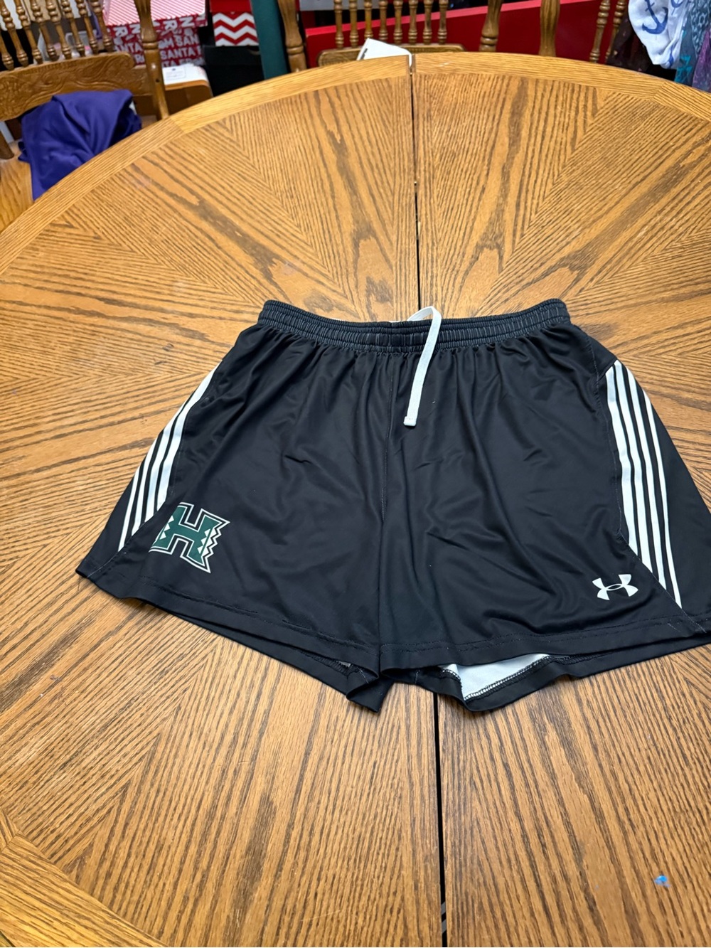 Under Armour Hawaii Black Athletic Shorts with Green Logo